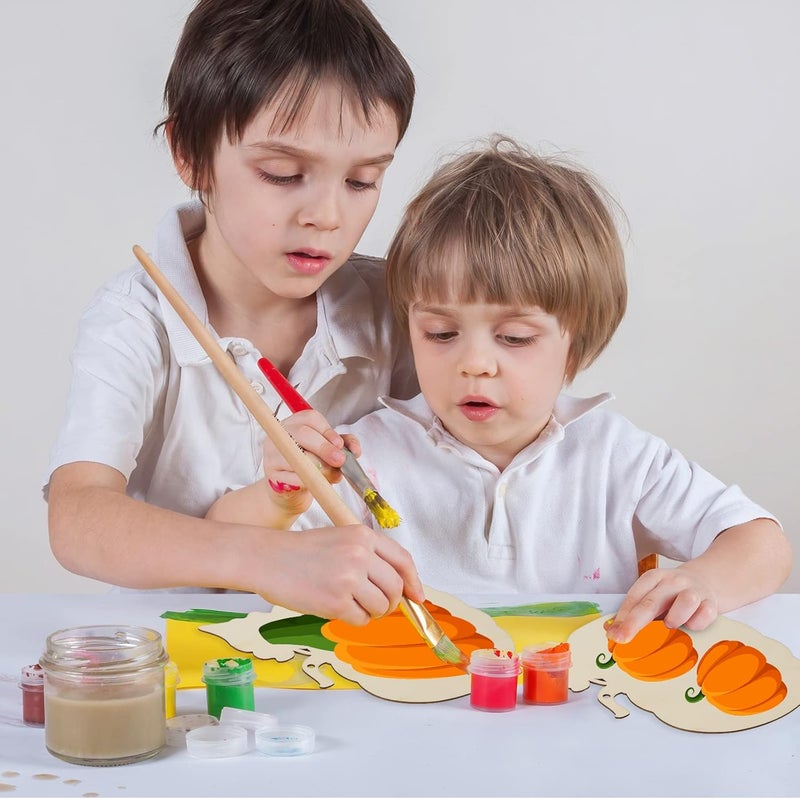 Sophena Large Size 7inch Wooden Halloween Thanksgiving Ornaments to Paint, DIY Blank Unfinished Pumpkin Wood Discs Ornament for Crafts Hanging Autumn Decorations(10PCS, Beige Pumpkin) - Image 4